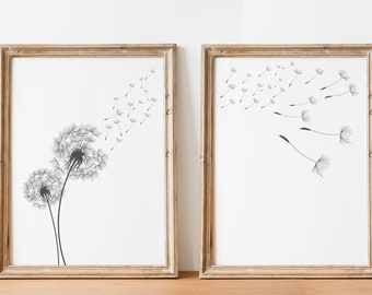 Dandelion Wall Art, Minimalist Decor, Dandelion Print, Lion Tooth Poster, Dandelion Wall Decor, Minimalist Art, Home Decor, Digital Print