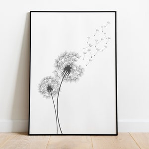 Dandelion Wall Art, Dandelion Print, Lion Tooth Poster, Minimalist Art, Dandelion Wall Decor, Minimalist Decor, Home Decor, Digital Print image 6