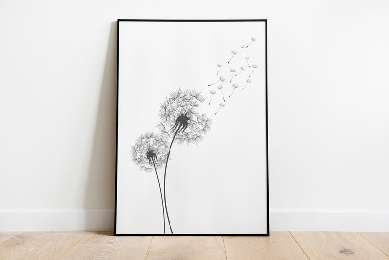Dandelion Wall Art, Dandelion Print, Lion Tooth Poster, Minimalist Art, Dandelion Wall Decor, Minimalist Decor, Home Decor, Digital Print image 6