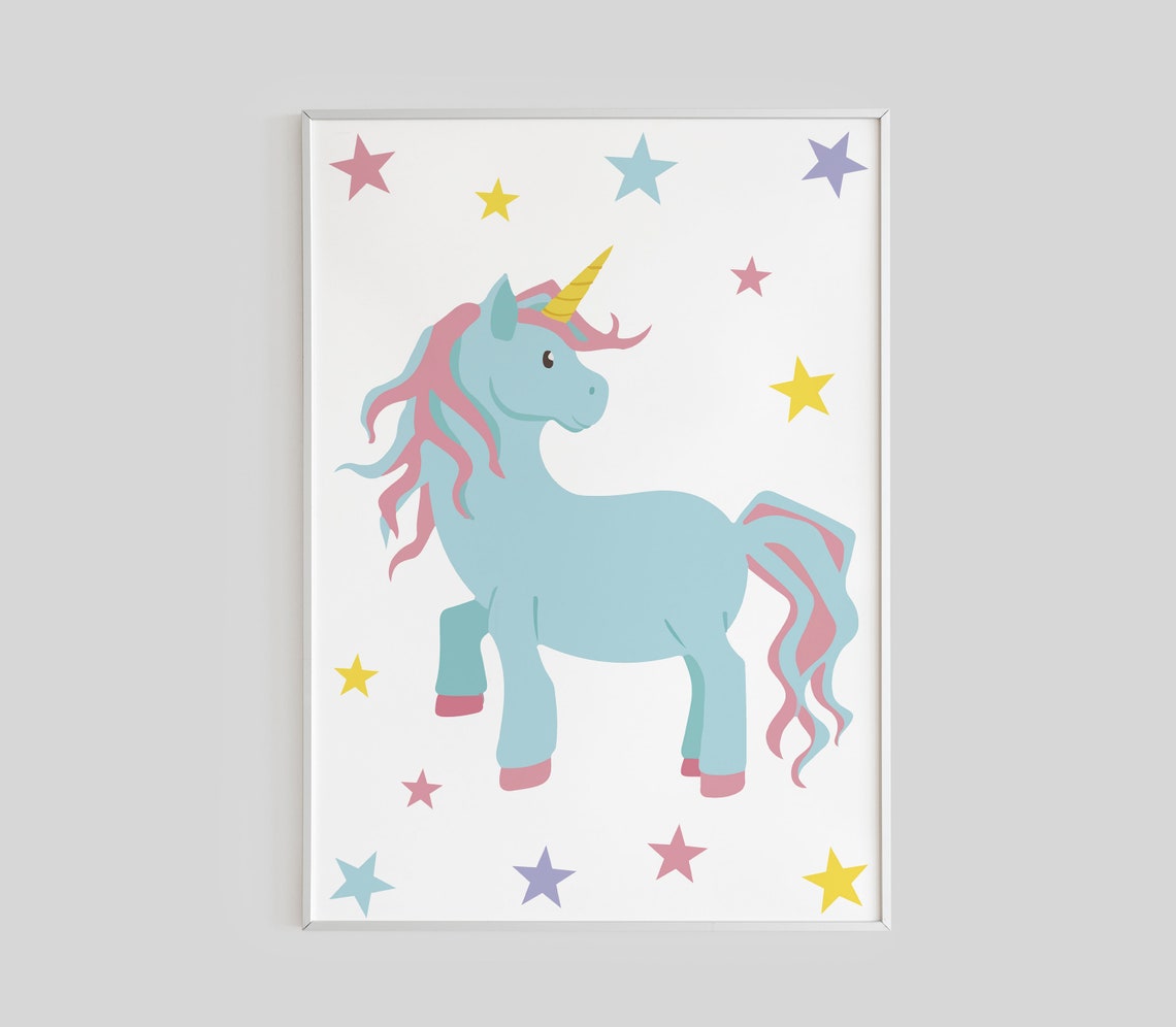 Unicorn wall art set Printable unicorn art Girls room decor Etsy