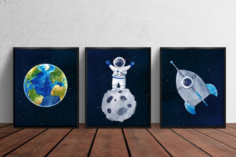 Outer Space Printable Wall Art, Digital Download, Kids Room Decor