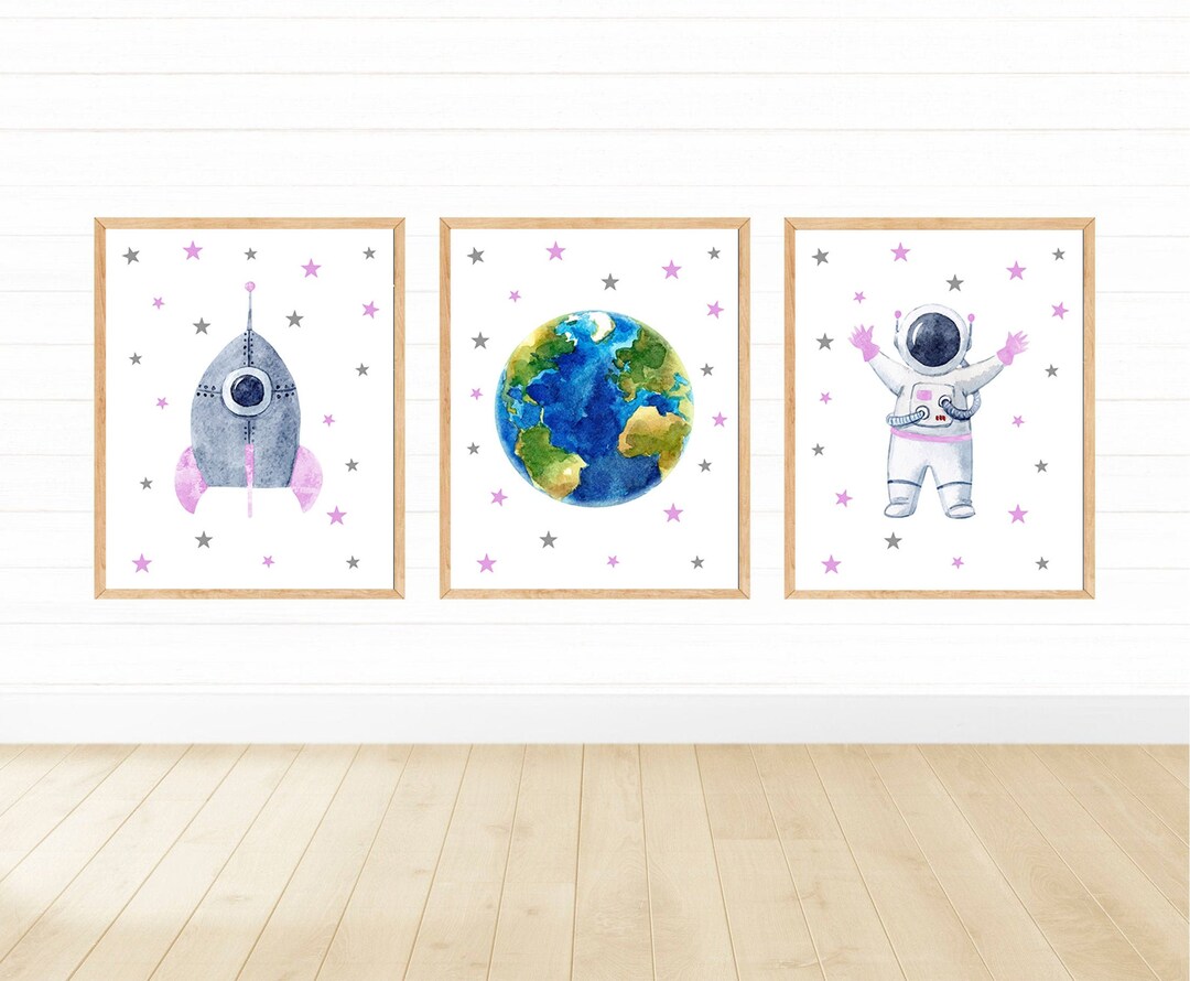 Space Kids Wall Art Decor, Digital Download, Set of 3 Prints, Space ...