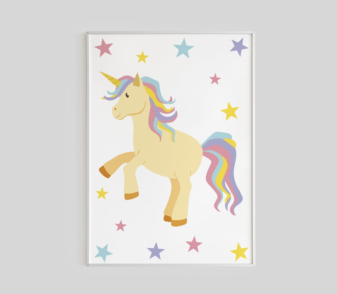 Unicorn wall art set Printable unicorn art Girls room decor Etsy