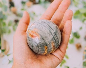 Large Polychrome Jasper Sphere - Jasper Crystals - Jasper Large Egg - Jasper Healing Crystal - Polished Raw Jasper Large Worry Stone