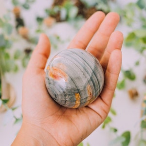 Large Polychrome Jasper Sphere - Jasper Crystals - Jasper Large Egg - Jasper Healing Crystal - Polished Raw Jasper Large Worry Stone
