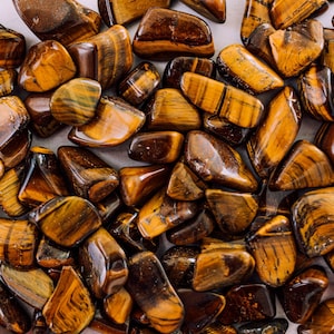 Tumbled Tiger Eye Stones - High Grade A Quality - Healing Crystals - 4 oz, 8 oz, 1 lb, 2 lb, Solar Plexus Chakra