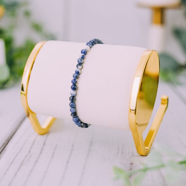 Raw Sodalite Bracelet for Women & Men - Beaded Sodalite Bracelets - Natural Tumbled Sodalite Bracelet - 9mm Stretchable Bracelet