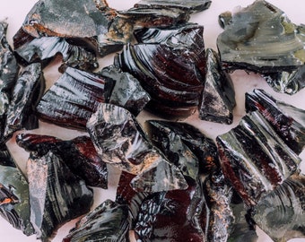 Raw Black Obsidian Rough Stones- High Grade A Quality - Healing Crystals - 8 oz, 1 lb, 2 lb, Bulk Lot