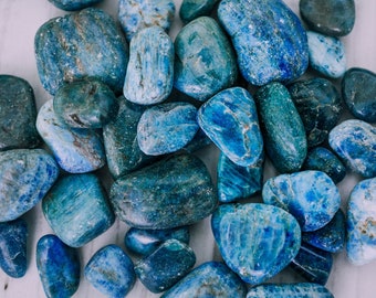 Tumbled Blue Apatite Stones - High Grade A Quality - Healing Crystals - 4 oz, 8 oz, 1 lb, 2 lb, third eye chakra, throat chakra, Blue Stone