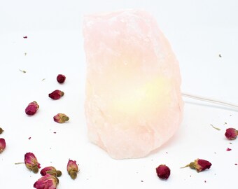 Raw Rose Quartz Lamp, Rough Quartz, Decor, Home Decor, Crystals, Lamps, Crystal Lamps, Night light, Gift