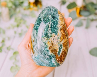 Large Polished Ocean Jasper Freeform - Ocean Jasper Gemstone Crystal - Jasper Freeform Tumble Rock - Ocean Jasper Free Form