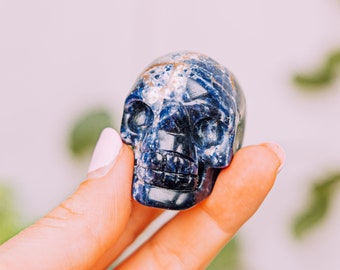 Sodalite Crystal Skull 2 Inch - Gem Skull Head Carving - Authentic Crystal Gemstone Skull Large - Gemstone Skulls - Hand Carved Skull
