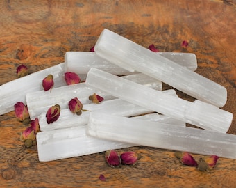 Raw Selenite sticks 5" inch, 1 LB Wholesale, High Grade, Selenite Crystal, Gympsum, White Selenite Wands, Healing Crystals