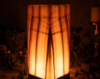 Square Onyx Lamps - Bedside Lamp - Table Lamp - Onyx Stone Table Lamps - Nightstand Lamps - Desk Lamps