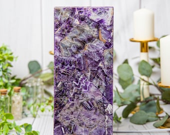 Chevron Amethyst Crystal Lamp, Tall Pillar Lamp, Natural Amethyst, Home Decor