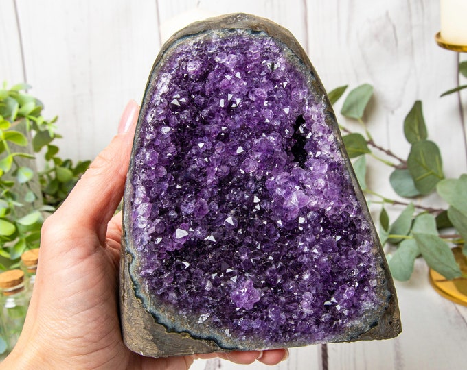 Featured listing image: As seen - Raw Amethyst Druzy Geode Cut Base, Uruguay origin High Quality, Amethyst Cut Base, Standing Geode, Raw Quartz, Healing Crystals