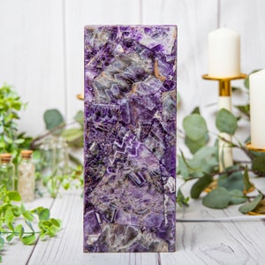 Chevron Amethyst Crystal Lamp, Tall Pillar Lamp, Natural Amethyst, Home Decor