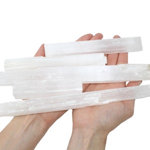 5 Pack Raw Large Selenite Sticks - Irregular Sizes - Over 1 LB Wholesale - Extra Large White Selenite Rod Wands