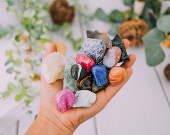 1 LB to 3 LB Crystal Mystery Bag! All types of assorted crystals, fossils, clusters, tumbled, rough, and more! Mixed Gemstones