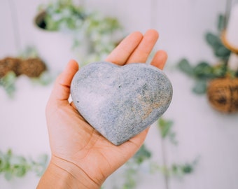 Large Lazulite Hearts - Polished Lazulite Heart - Tumbled Lazulite Crystal Heart - Raw Lazulite - Lazulite Crystal