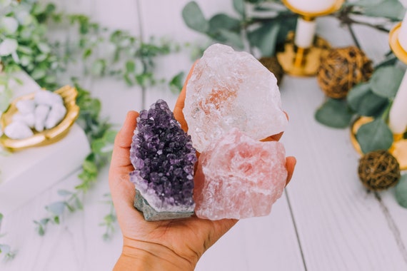3 Piece Crystal Healing Gift Set Crystals Gift Box Set Crystal Gifts for  Her Amethyst Cut Base Rose Quartz Clear Quartz - Etsy