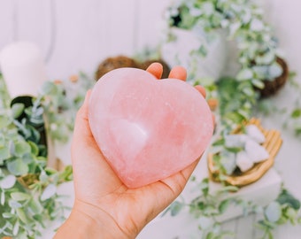 XL Large Rose Quartz Puffy Heart, Natural Crystal, Gift, Meditation, Metaphysical, Reiki, Healing Crystals, Stone Heart, Heart Chakra