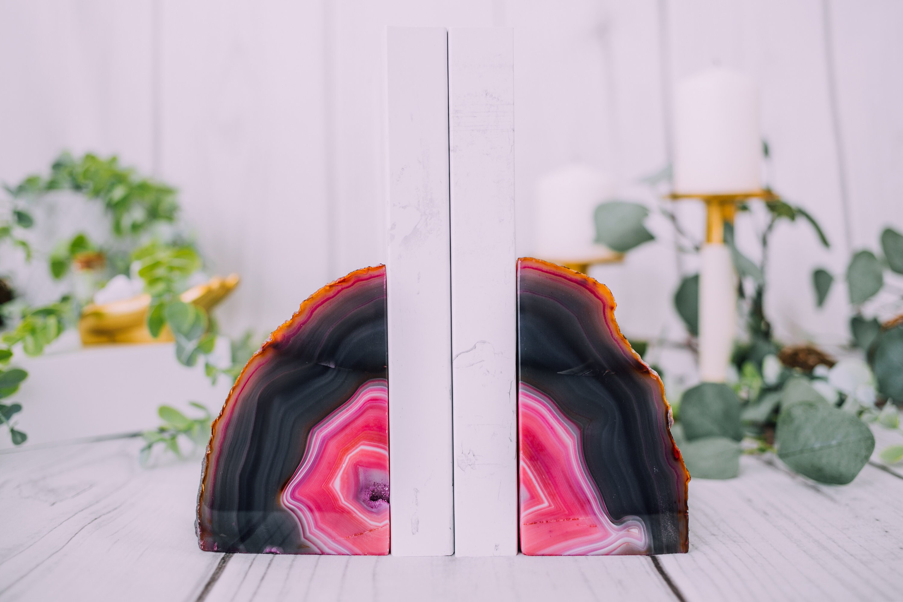 1 to 3 Lb Agate Book Ends Pink Agate Bookend Pair Geode Etsy