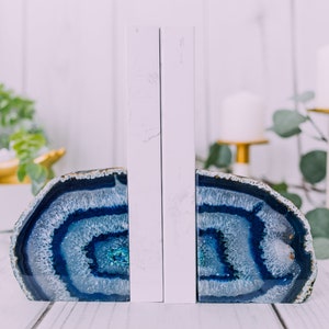 3 to 6 lb Agate Book Ends, Blue Agate Bookend Pair - Geode Bookend - Home Decor - Crystal and Stones, Book Ends, Natural Crystal