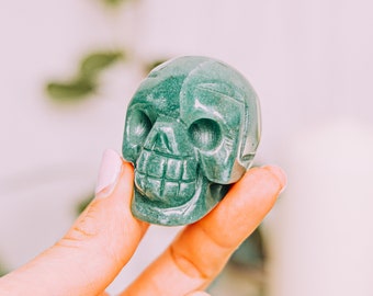 Aventurine Crystal Skull 2 Inch - Gem Skull Head Carving - Authentic Crystal Gemstone Skull Large - Gemstone Skulls - Hand Carved Skull