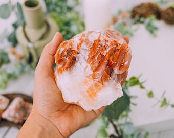 Red Calcite XL Rough Raw Chunk from Mexico, High Grade A Quality - Healing Crystals, Meditation, Quartz, Base Chakra, Calcite Specimen