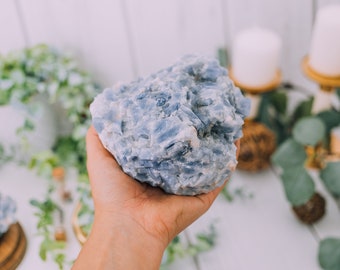 Large Raw Blue Calcite Chunk - Natural Rough Blue Calcite Crystal Stone - Rough Blue Calcite Clusters - High Grade A Quality