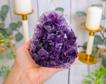 As seen - Amethyst Crystal Cluster, One of a Kind Deep Purple Geode, Natural Amethyst Specimen, Raw Crystal Decor, Collector Display Piece