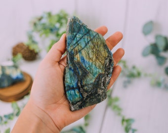 Natural Labradorite Slab, Rough Labradorite Crystals, High Flash, Labradorite Slice, High Quality - Healing Crystals, Labradorite Specimen