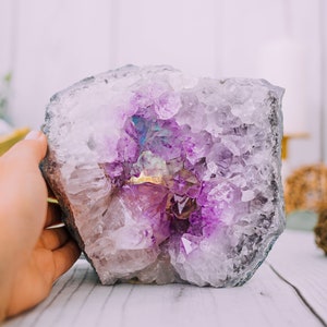 Amethyst Druze Cluster Lamp, Brazilian Amethyst, Decor, Home Decor, Crystals, Lamps, Crystal Lamps, Night light, Gift