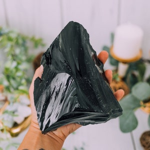 Black Obsidian Stone XL Rough Raw Chunk, 1 LB to 7 LB High Grade A Quality - Healing Crystals, Meditation, Decor