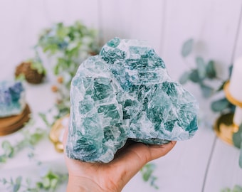 Fluorite XL Rough Raw Chunk from Mexico, High Grade A Quality - Healing Crystals, Meditation, Heart Chakra, Third Eye Chakra