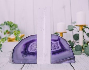 3 to 6 lb Agate Book Ends, Purple Agate Bookend Pair - Geode Bookend - Home Decor - Crystal and Stones, Book Ends, Natural Crystal, Gift