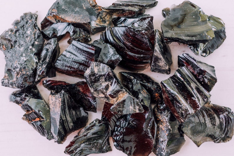 Obsidiana negra en bruto - Calidad A - Cristales curativos - Lote de 8 oz, 1 libra, 2 libras imagen 1