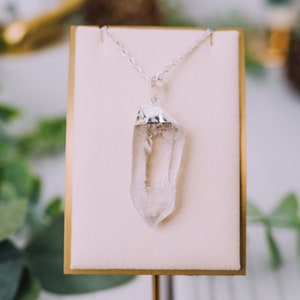 Raw Clear Quartz Crystal Necklace, Long Necklace Gemstone