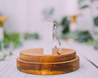 Llavero de selenita, selenita en bruto, regalo, cristales curativos, selenita, selenita purificadora, cristales curativos