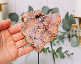 Pink Amethyst on Stand - Pink Amethyst Slab - Pink Amethyst Stone - Pink Amethyst Crystal - Pink Amethyst Slab on Stand - Raw Pink Amethyst