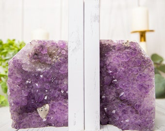 As seen - 11 lbs Amethyst Book Ends, Agate Bookend Pair - Geode Bookend - Home Decor - Crystal and Stones, Book Ends, Natural Crystal