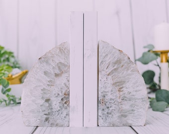 6 to 9 lb Agate Book Ends, Natural Agate Bookend Pair - Geode Bookend - Home Decor - Crystal and Stones, Book Ends, Natural Crystal, Gift