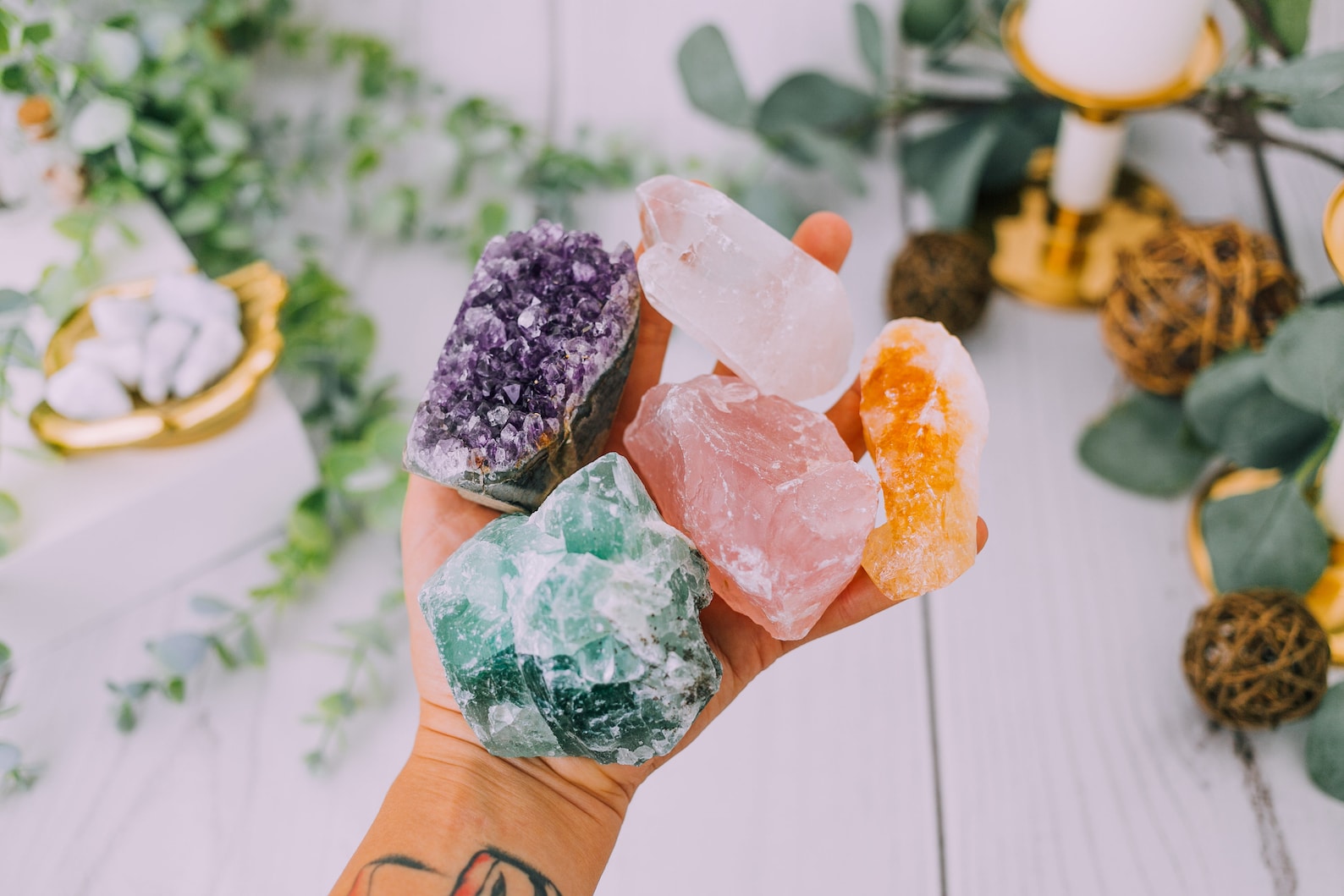 5 Piece Crystal Healing Gift Set Crystals Gift Box Set Etsy