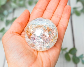Large Angel Aura Crackle Quartz Sphere  - Crackle Quartz - Crackle Quartz Healing Crystal - Large Crackle Quartz Worry Stone