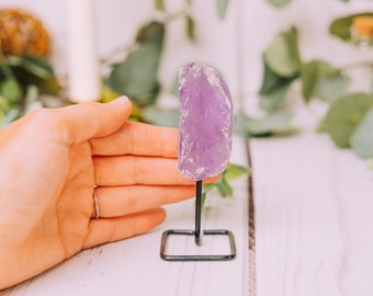 Amethyst on Metal Stand - High Grade A Quality - Healing Crystals - Amethyst Specimen, Root Chakra