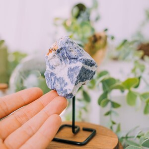 Sodalite on Metal Stand - High Grade A Quality - Healing Crystals - Sodalite Specimen, Brow Chakra, Third Eye Chakra
