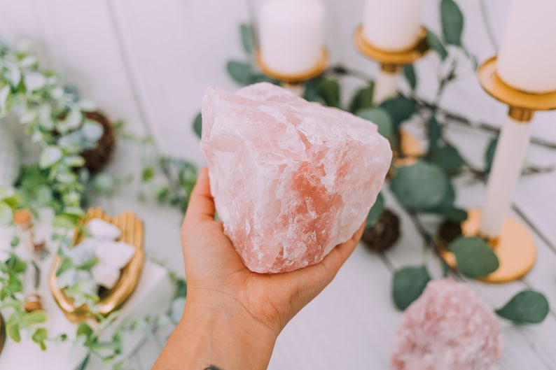 Rose Quartz Chunk XL Rough Raw Crystal Stone from Brazil - High Grade A Quality - Healing Crystals, Lapidary, Raw Quartz, Chakra 