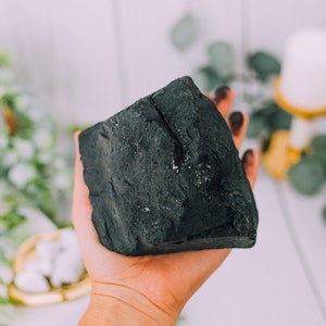 Black Shungite XL Rough Raw Chunk, High Grade A Quality - Healing Crystals, Meditation, Grounding & Lapidary, Chakra Stones
