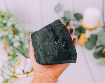 Black Shungite XL Rough Raw Chunk, High Grade A Quality - Healing Crystals, Meditation, Grounding & Lapidary, Chakra Stones